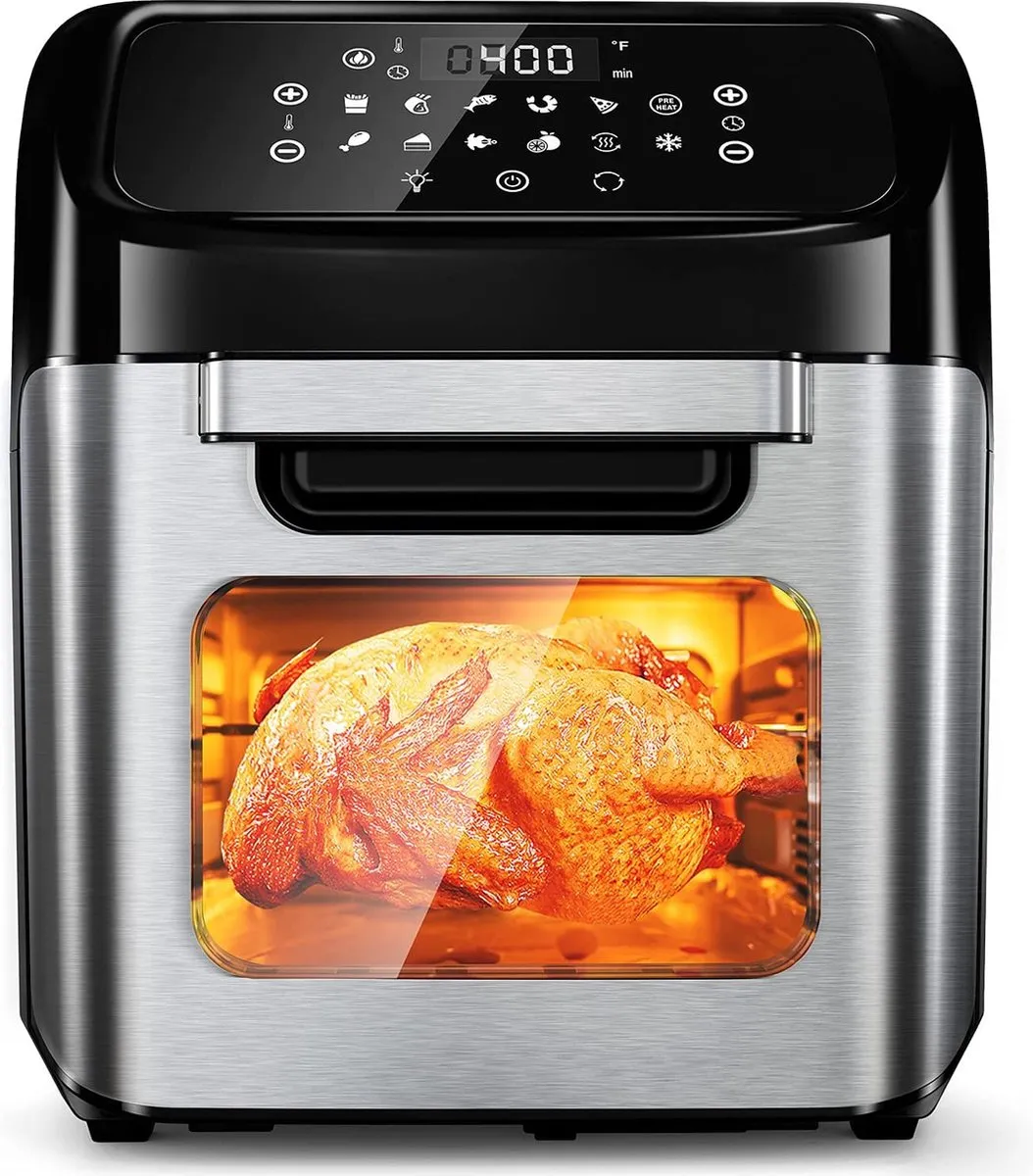 Royalty Line® AFO12601 Airfryer sütő - Airfryer XXL - 12 literes légkeveréses sütő 12 programmal - érintőképernyős forró levegős sütő - 1800 W - fekete 